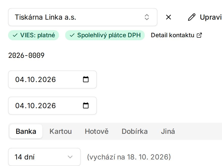 Odběratel na rozepsané faktuře s DIČ ověřeným ve VIES a v registru plátců DPH